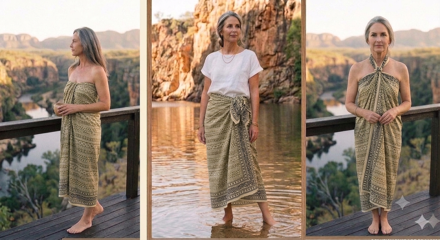 Block Printed Sarongs - Dupaata cream