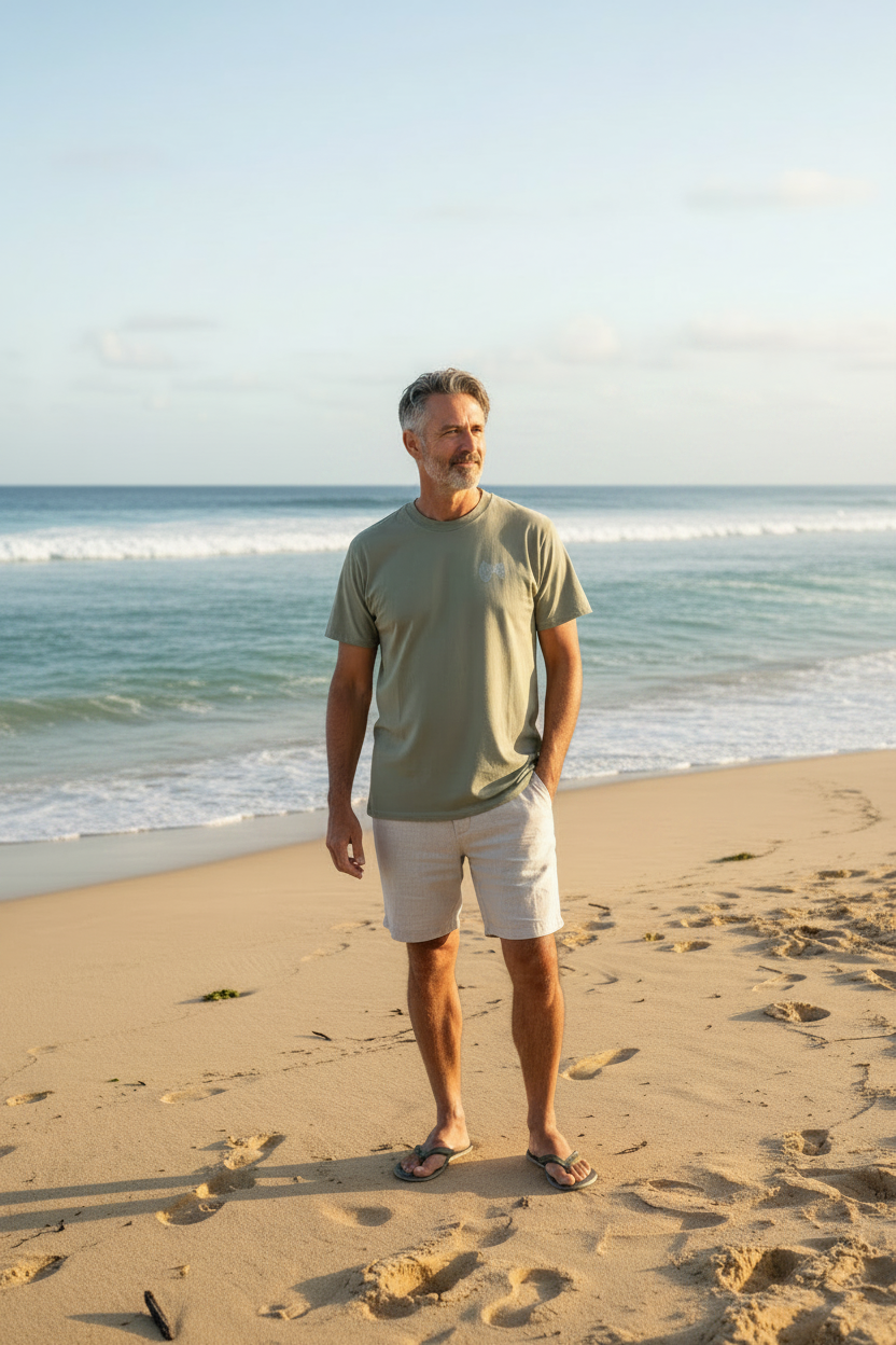 Mens Cotton T-shirt | Faded Eucalyptus