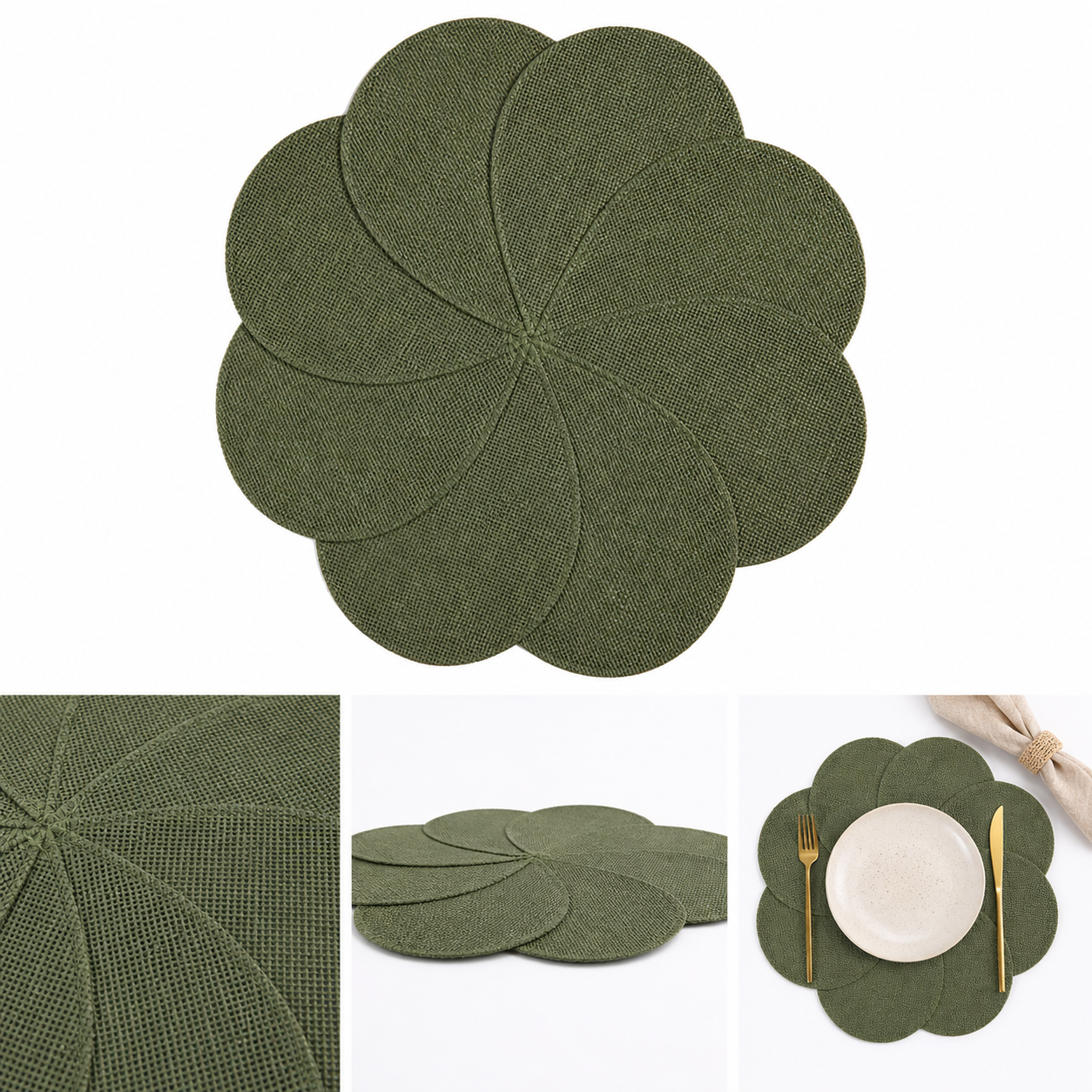 Habitat Jute Flower Placemat - Green